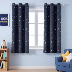 H.VERSAILTEX Blackout Star Curtains for Kids Room Boys Girls Twinkle Silver Stars Thermal Insulated Cute Thick Soft Curtain Drapes, Grommet Top, 1 Panel, 40" W x 63" L, Pink in Kuwait