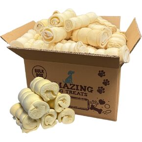 Amazing Dog Treats - Beef Cheek Rolls (10 Inch Regular - 4 Pcs) - Safe Rawhide Alternative Dog Chew - Great for Power Chewers - Long Lasting Dog Chew - Retriever Rolls for Dogs in Kuwait