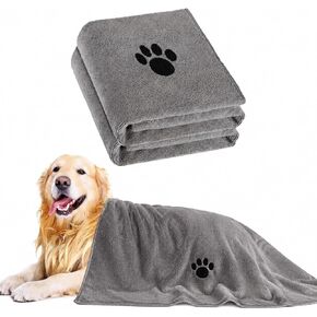 Microfiber Dog Towels for Drying Dogs, Super Absorbent and Soft Pet Grooming Towel, 40 Inch X 23.6 Inch, Perfect Dog Shower & Bath Supplies for Large, Medium or Small Dogs, Grey in Kuwait