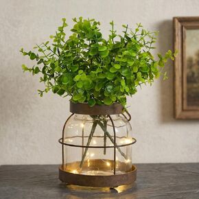 Vintage Glass Farmhouse Vase, Rustic Lantern Decor with Plants Flowers Lights Vintage Style Vase for Home Decor Floral Arrangement Hostess Gift in Kuwait