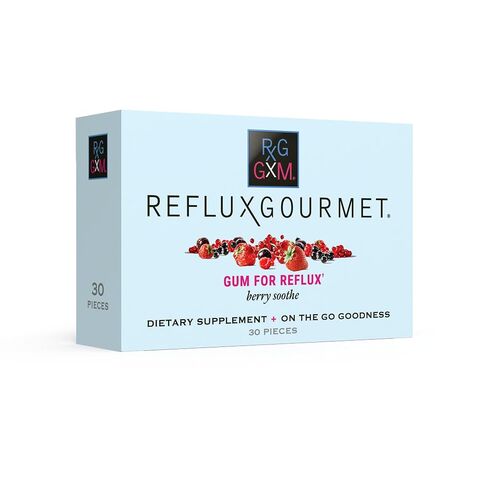 Reflux Gourmet Berry Soothe GxM Alginate Therapy Sodium Bicarbonate Gum for Acid Reflux, Oral, Cognitive, and Digestive Support, Natural with Ginger, Celeriac and Aloe, Sugar Free, Gluten Free, Vegan in Kuwait