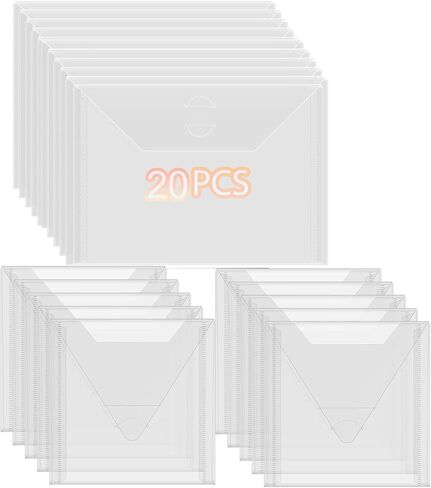 20 Pieces Clear Die & Stamp Plastic Storage Bag, Resealable Large Envelope Pocket for DIY Scrapbooking Paper Card Craft Making and Cutting Dies Stencil (4.75"x4.75") in Kuwait