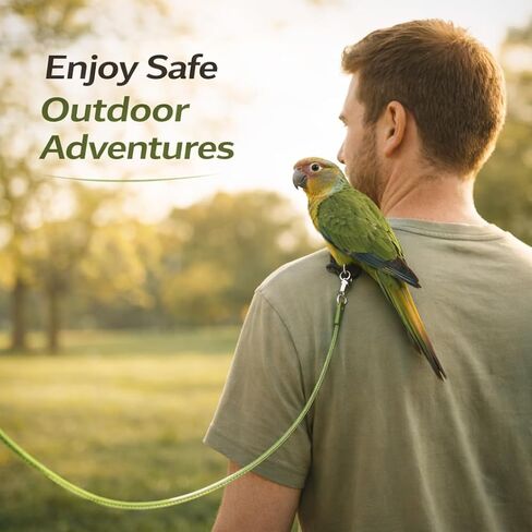 Parrot Bird Harness Leash Anti-bite Outdoor Flying Training Rope with 5pcs Different Sizes of Soft Foot Loops and Training Whistle(Upgraded Version of Ankle Ring) in Kuwait