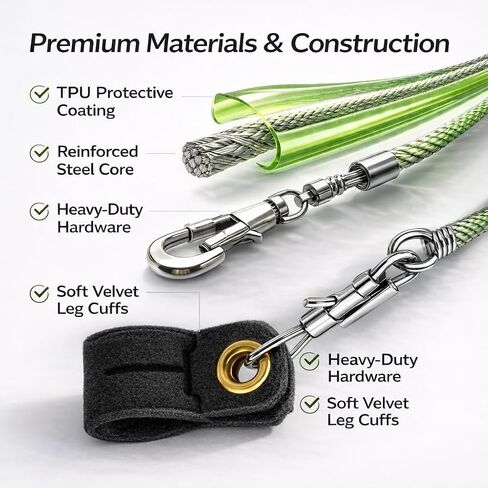 Parrot Bird Harness Leash Anti-bite Outdoor Flying Training Rope with 5pcs Different Sizes of Soft Foot Loops and Training Whistle(Upgraded Version of Ankle Ring) in Kuwait