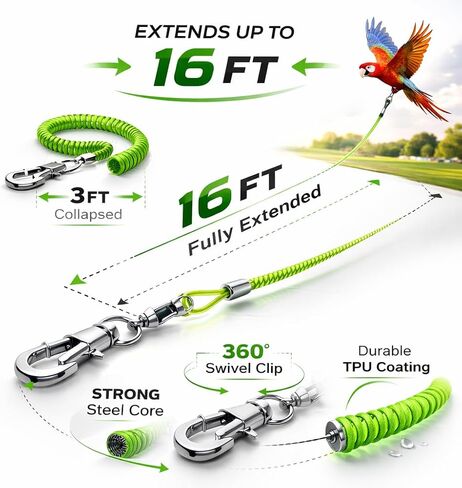 Parrot Bird Harness Leash Anti-bite Outdoor Flying Training Rope with 5pcs Different Sizes of Soft Foot Loops and Training Whistle(Upgraded Version of Ankle Ring) in Kuwait