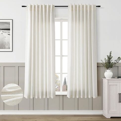Aersas Linen Blend Taupe Curtains 2 Panels Set Back Tab Semi Sheer Light Brown Curtains for Living Room Bedroom Rustic Retro Farmhouse Decor Canvas Burlap Textured Flax Tan Curtains 84 inches Long in Kuwait