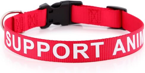 Plutus Pet Support Animal Collar,Printed in Large Letters on Nylon Webbing,Prevents Accidents by Warning Others of Your Dog in Advance,Two Colors,Four Sizes,Neck 8-12 inch,Extra Small,Red in Kuwait