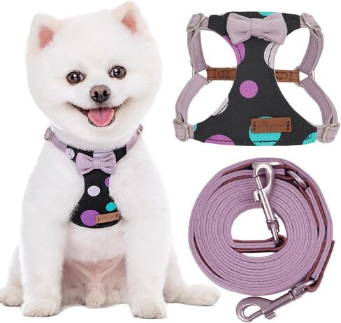 Puppytie No Pull Dog Harness with Multifunction Dog Leash,Soft Adjustable No Choke Escape Proof Pet Harness Vest for Medium Dogs,Glossy Pearl White,M in Kuwait