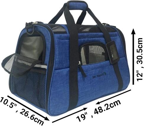 Airline Approved Pet Carrier, Tall Profile Soft Sided Luxury Travel Tote with Faux Fleece Bedding, Premium Brand Zippers, Under Seat Compliant (Platinum Gray) in Kuwait