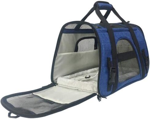 Airline Approved Pet Carrier, Tall Profile Soft Sided Luxury Travel Tote with Faux Fleece Bedding, Premium Brand Zippers, Under Seat Compliant (Platinum Gray) in Kuwait