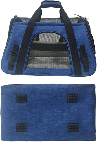 Airline Approved Pet Carrier, Tall Profile Soft Sided Luxury Travel Tote with Faux Fleece Bedding, Premium Brand Zippers, Under Seat Compliant (Platinum Gray) in Kuwait