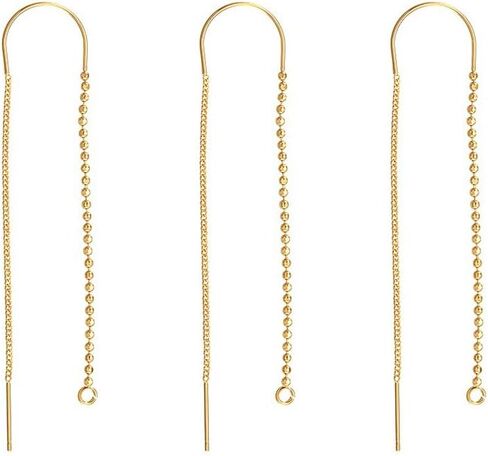 Craftdady 24Pcs/12 Pairs 18K Gold Platinum Ear Threads Brass Long Chain Dangle Threader Earrings with Curved Earring Hooks Ear Wires for Jewelry Making in Kuwait