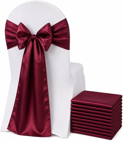 Satin Chair Sashes - Elegant Premium Quality, 6 x 108 Inch - Perfect for Weddings, Parties, and Events - (Pack of 10 Pieces, Apple Green) in Kuwait