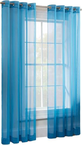 ستائر النوافذ Eclipse Kiara Modern Sheer Voile Light Filtering Grommet Window لغرفة النوم (لوحتان)، 54 بوصة × 84 بوصة، أبيض in Kuwait