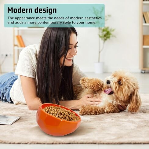 kathson Slanted Ceramic Dog Bowl Tilted 15° Cat Food Water Bowls Dish Animal Pet Comfort Feeding Bowls Heavy Weighted Feeder for Wet or Dry Food (White) in Kuwait