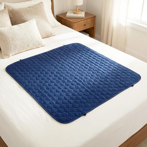 Pack of 2 Careboree Quilted Blue Bed Pads Incontinence Underpad 34"X36" Reusable and Washable Durable Waterproof Extra Absorbent Draw Sheet for Mattress Navy in Kuwait