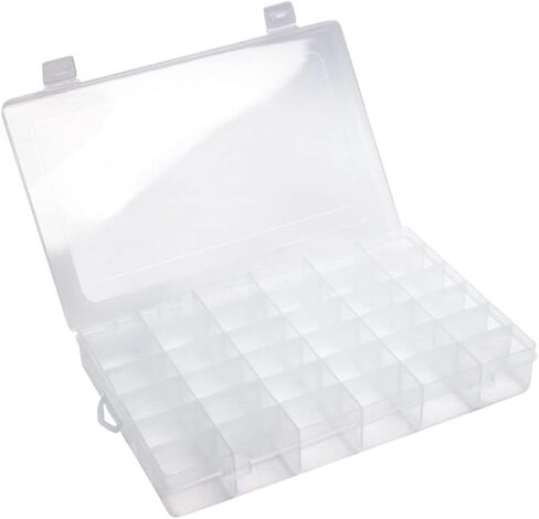 Juvielich Clear Plastic Organizer Box,24 Grids Fixed Storage Container Jewelry Box for Beads Art DIY Crafts Jewelry Fishing Tackles 7.60"x5.20"x0.87"(LxWxH) 1PCS in Kuwait