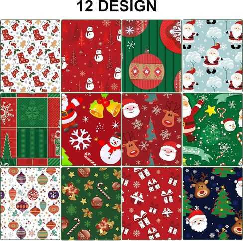 Zayvor 12 Large Sheets Christmas Wrapping Paper,Assorted Folded Holiday Gift Wrap,Recyclable Xmas Wrap Paper, Festive Traditional Christmas Decorations,Snowflake, Christmas Tree, 75x51cm in Kuwait