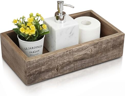 BarnwoodUSA Reclaimed Wood Bathroom Décor Box | Rustic | Toilet Paper Holder | Decorative Storage Box | Succulent Planter | Rustic | Kitchen | Table | Natural Weathered Gray | 15 1/2-inch Wide in Kuwait