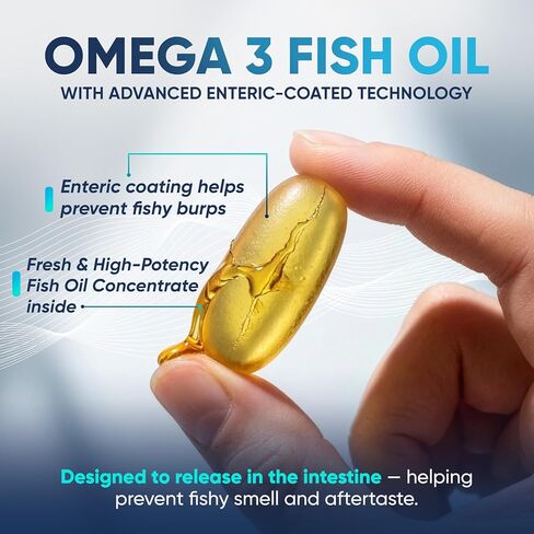 Vital Oils 1000 Premium Omega 3 Fish Oil Supplement - Ultra Strength DHA, IFOS Certified Fish Oil, Premium Gold Standard Burpless Omega 3 Capsules (1 Month Supply) in Kuwait