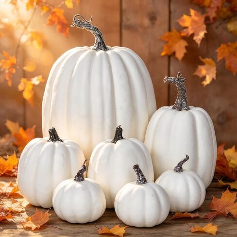 DearHouse 7Pcs Thanksgiving Artificial Pumpkin Home Decoration Sets, Artificial Vegetables Pumpkin for Fall Halloween Home Decor in Kuwait