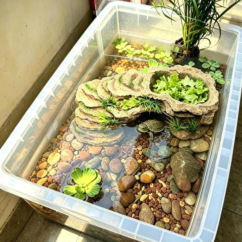 PINVNBY Turtle Basking Platform,Tortoise Resin Dock Resting Rock Reptile Habitat Ornament Hiding Cave Floating Ledge Aquarium Decoration for Bearded Dragons,Lizard,Newts,Frogs in Kuwait