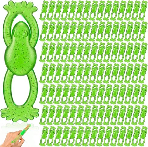 100 Pcs Slingshot Flying Frog Sticky Stretchy Frog Toys Fun Shooting Toys Flying Green Frogs Toy for Classroom Exchange Prizes Outdoor Games Frog Party Favors Birthday Party Toys Goodie Bag Fillers in Kuwait