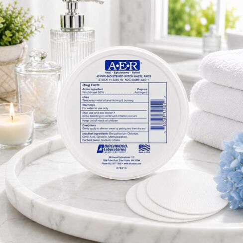 Birchwood Laboratories A-E-R Pre-Moistened Witch Hazel Pads, 40 Count in Kuwait