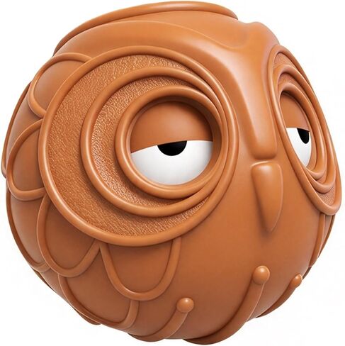 Giggle Ball for Dogs Owl Dog Toys for Aggressive Chewers Dog Ball Toy for Puppy Medium Large Dogs Natural Rubber Cute Owl Hoot Fun Giggle Sounds When Rolled or Shaken(Brown New) in Kuwait