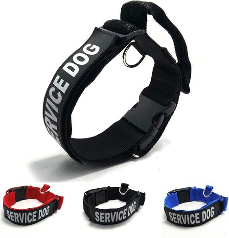 【3 Colors 3 Sizes】 K.9 Service Dog Collar Tactical Collar Adjustable Nylon Basic Dog Collar with Reflective Patch for Large Dogs with 18.5"~23.5" Neck Girth (L, Black, Collar Only) in Kuwait