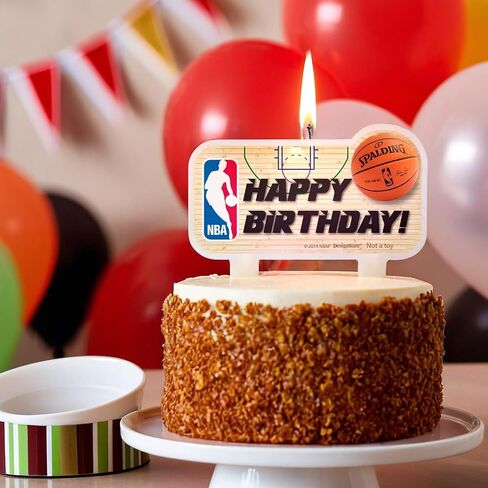 NBA Slam Dunk Birthday Cake Candle Set - 4-Pack 2-Size (Small 1.5" X 2" & Large 2.36" X 3.36") - Premium Quality Basketball-Themed Candles - Fun and Unique Party Decor for NBA Fans in Kuwait