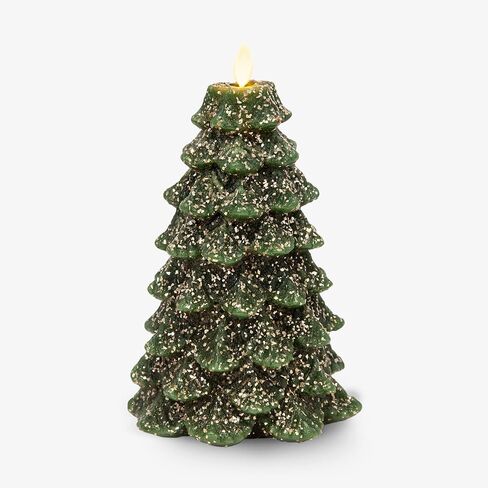 Luminara Christmas Tree Flameless Candle Glitter and Snow Finish Moving Flame Effect LED Candle, Timer, Remote Ready, Holiday Decoration (5.35" x 8.5", Iceberg Green) in Kuwait
