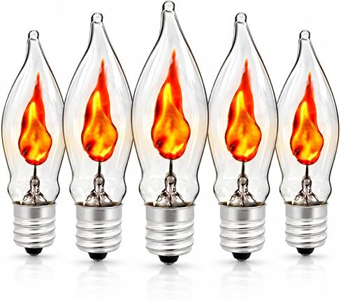 The Dreidel Company Flicker Flame Shaped Light Bulbs, E12 Replacement Bulbs, Dances with a Flickering Orange Glow, 1 Watt, 120 Volt (5-Pack) in Kuwait