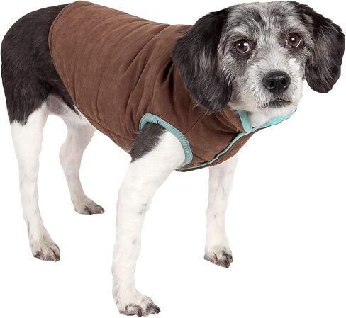 معطف تاتش دوغ واجنغ سواغ ذو وجهين ومعزول للحيوانات الأليفة, X-Small, Blue / Brown in Kuwait