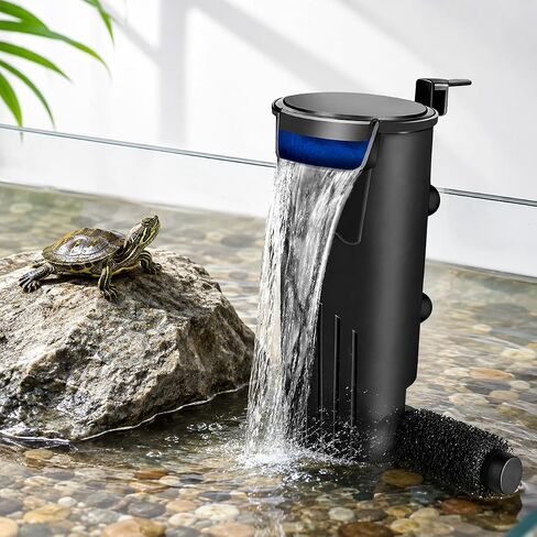 PUEUTU Upgraded Turtle Tank Filter, Aquarium Internal Filter Fish Tank Filter for 5 to 40 Gallon Ultra Silent Fast and Effective Filtration Waterfall Filter (Filter) in Kuwait