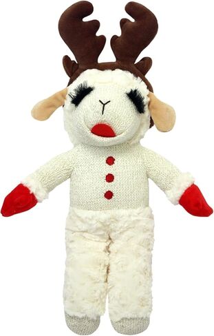 Multipet Holiday Lamb Chop with Reindeer Antlers Plush Dog Toy (13" Standing Lamb) in Kuwait
