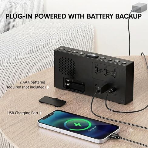 Loud Alarm Clock for Heavy Sleeper,Vibrating Alarm Clock for Hearing Impaired Deaf,Annoying Alarm Clock,USB Port,Dual Alarm with Snooze,7" Large Dimmable LED Display,Battery Backup,Easy to Use,DST in Kuwait