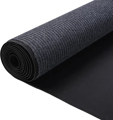 3'x16.4' Outdoor Runner Floor Mat Double Stripes Hallway Runner Rug Non-Slip Commercial Carpet Runner Entrance Mat for Indoor Entryway Balcony Kitchen Garage (Grey, 3 x 16.4 feet) in Kuwait