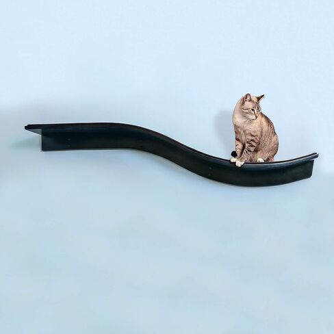 THE REFINED FELINE 60 Inch Lotus Branch Cat Shelf in Brown Mahogany with Replaceable Carpet, Playing, Climbing, & Lounging Cat Shelves And Perches For Wall, Cat Hammock Bed Furniture for Large Cats in Kuwait