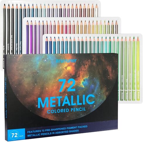 LBW 50 Metallic Colored Pencils Set Metallic Pastel Pencils for Adults Coloring Kids Beginners Artists in Kuwait