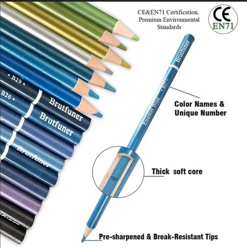 LBW 50 Metallic Colored Pencils Set Metallic Pastel Pencils for Adults Coloring Kids Beginners Artists in Kuwait
