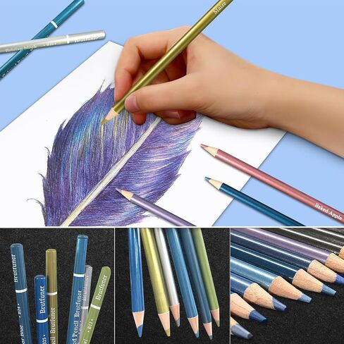 LBW 50 Metallic Colored Pencils Set Metallic Pastel Pencils for Adults Coloring Kids Beginners Artists in Kuwait
