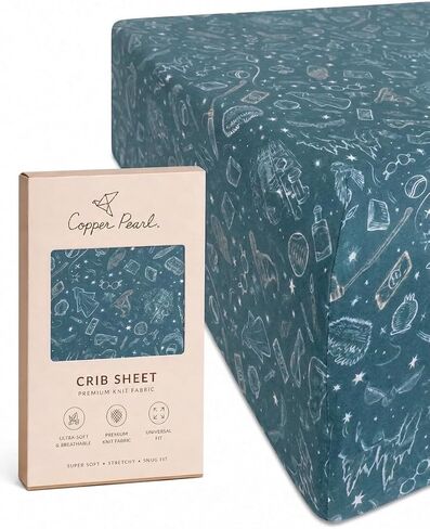 Premium Fitted Knit Crib Sheet/Toddler Sheet Coastal by Copper Pearl in Kuwait