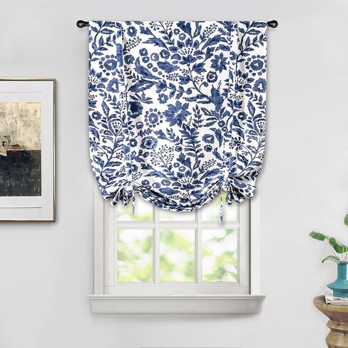 DriftAway Jasmine Tie Up Watercolor Branch Botanical Lined Thermal Insulated Room Darkening Energy Saving Window Adjustable Balloon Curtain Shade for Small Window 2 Layers 45 Inch by 63 Inch Multi in Kuwait