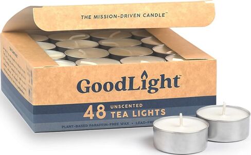 GoodLight Paraffin-Free Tea Light Candles, Made from Vegan Palm Wax, Clean-Burning, All-Natural Unscented Tealight Candles, 4-Hour Burn Time 100 CT in Kuwait