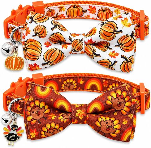 Pohshido Christmas Cat Collar 2-Pack - Cute Santa & Cookies Holiday Collars with Removable Bow Tie & Bell, Adjustable Breakaway Safety Buckle for Kitties Kittens (Pink & Blue) in Kuwait