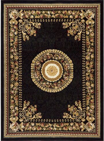 Home Dynamix Optimum Athens Area Rug 5'2" x7'2", Updated Oriental Medallion, Black/Beige in Kuwait