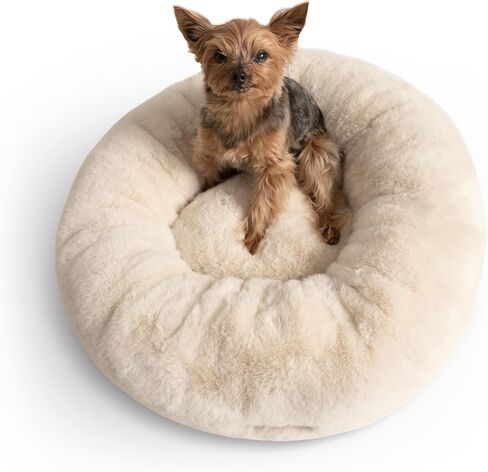 UnHide Floof Pet Bed - Large (35" x 12") - Extra Soft Dog Bed - Removable Faux Fur Cover - Machine Washable - Helps Ease Pet Anxiety & Provides The Perfect Sleep - Taupe Ducky in Kuwait