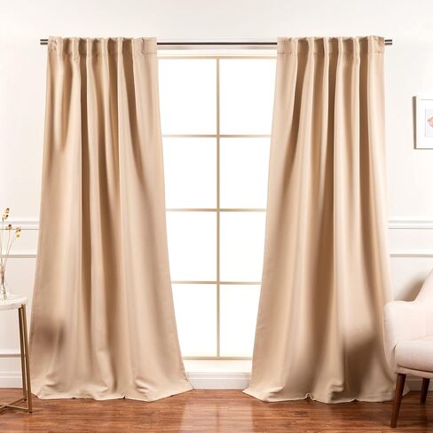 ستائر تعتيم معزولة حراريًا من Best Home Fashion - عروة خلفية/جيب قضيب - (مجموعة من لوحتين), بلو ازور, 52"W x 63"L in Kuwait