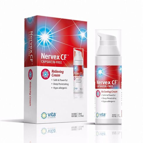 Vita Sciences Nervex CF Neuropathy Relief for Hands and Feet - Powerful Cream Formula for Burning, Tingling, Numbness - with Arnica, B12, B1, B5, B6, E, MSM, Aloe, and Coconut Oil Base, Capsaicin-FREE in Kuwait